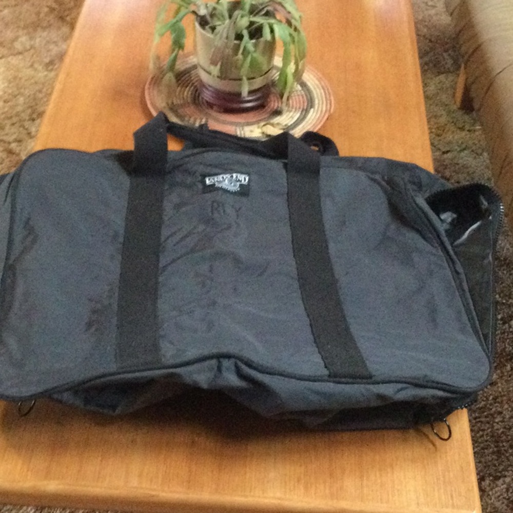 Vintage Lands End Large Bag Lighthouse Nylon Bag, with RLY initials in black
